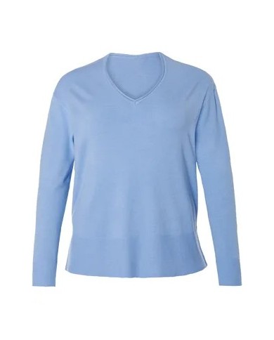 Pull bleu pour femme, coupe ajustée, doux et élégant. Parfait pour un look casual ou chic.